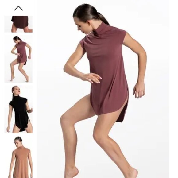 Balera Mock Neck Tee Dress Rosewood Dance Costume - Picture 3 of 4